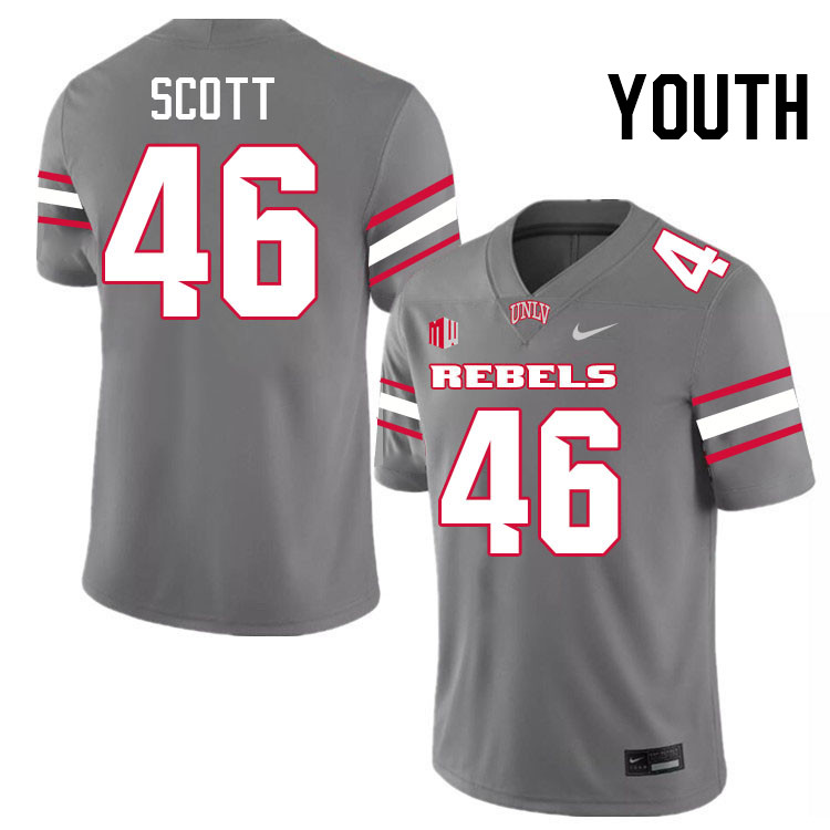 Youth #46 Brennon Scott UNLV Rebels College Football Jerseys Stitched-Grey